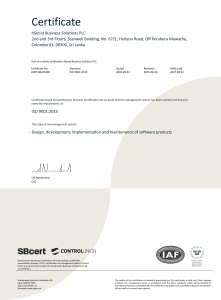 Management System Certificate ISO 9001:2015