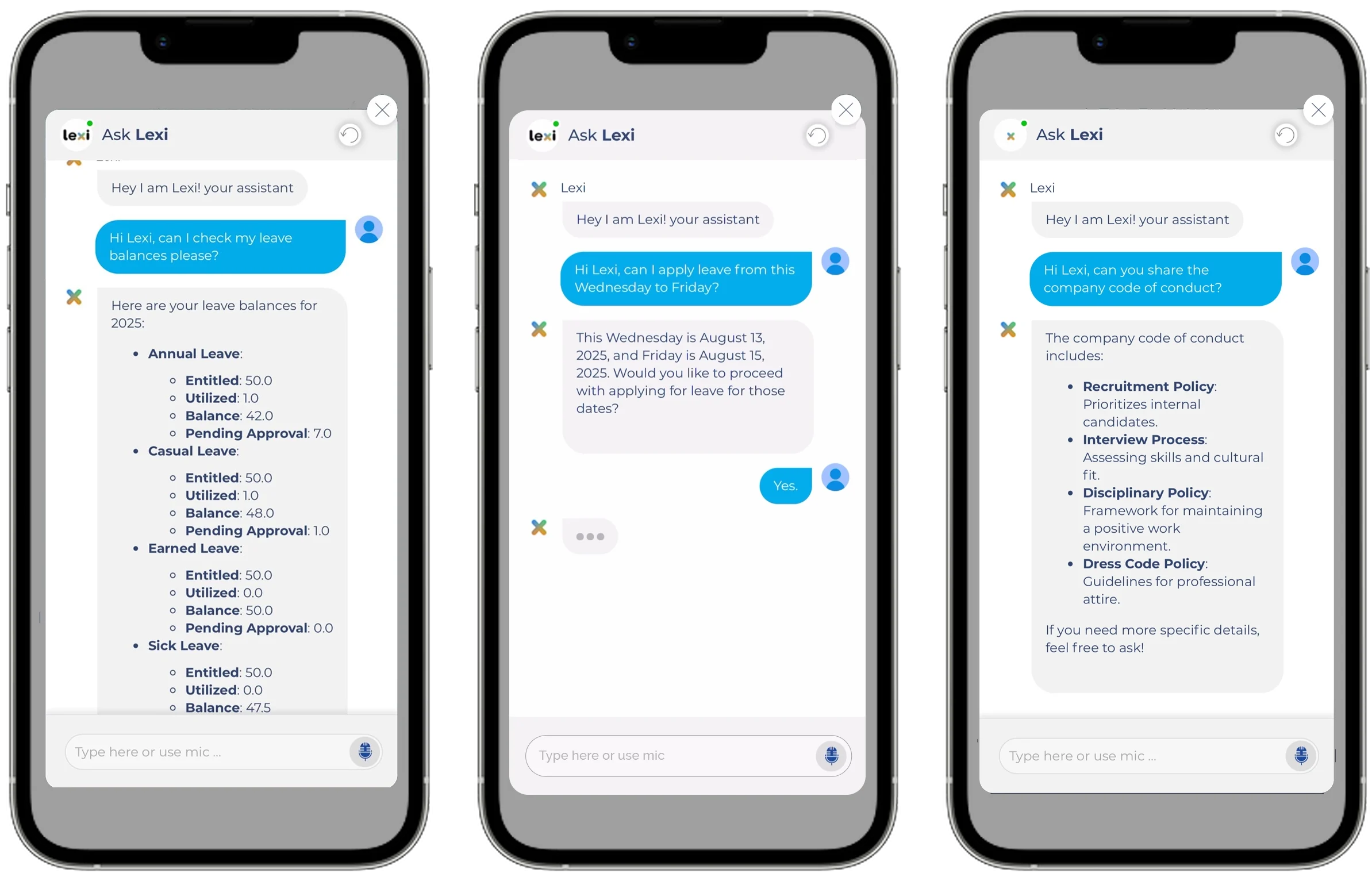 Ask Lexi voice commands on mobile
